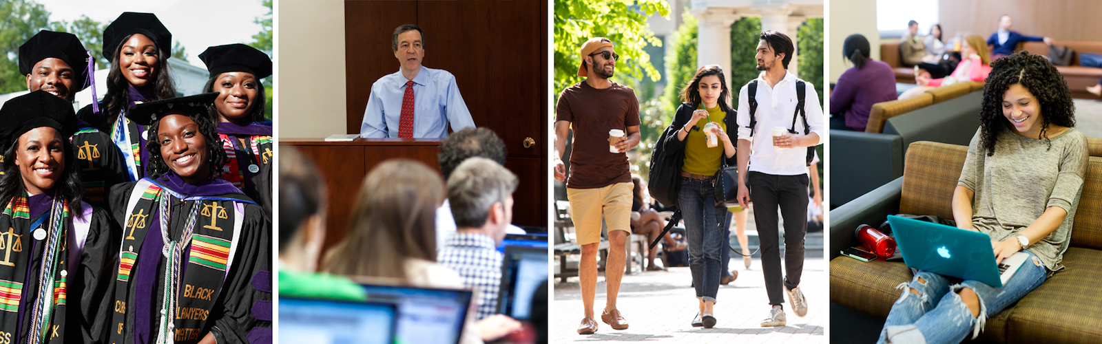 Collage of photos of students and professors at GW Law
